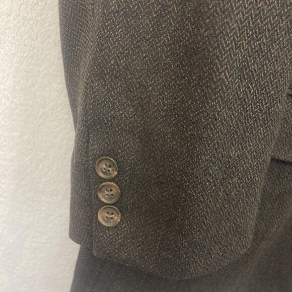 Mens 100% Lambswool Blazer Sport Coat Mens 56L Long Black Herringbone Millennium - Picture 4 of 16